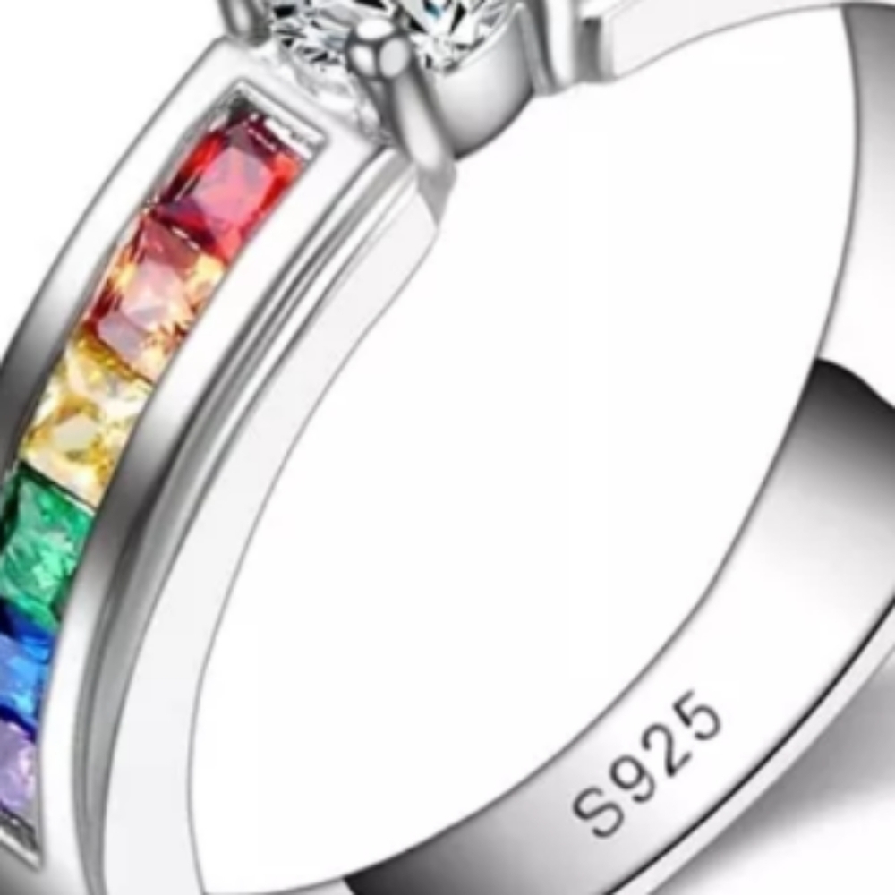 New 925 Sterling Silver Ring Colorful Tension Setting Ring Sizes: 6, 7, 8 NWT - Picture 7 of 7